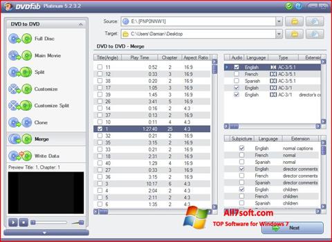 Ekraanipilt DVDFab Windows 7