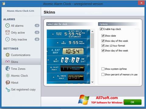 Ekraanipilt Atomic Alarm Clock Windows 7