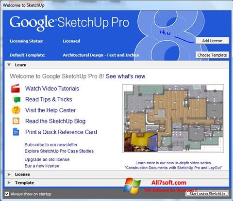 Ekraanipilt Google SketchUp Pro Windows 7