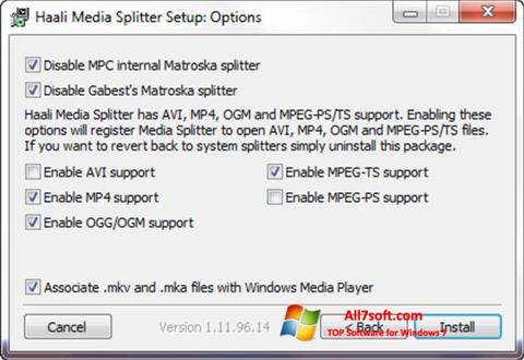 Ekraanipilt Haali Media Splitter Windows 7