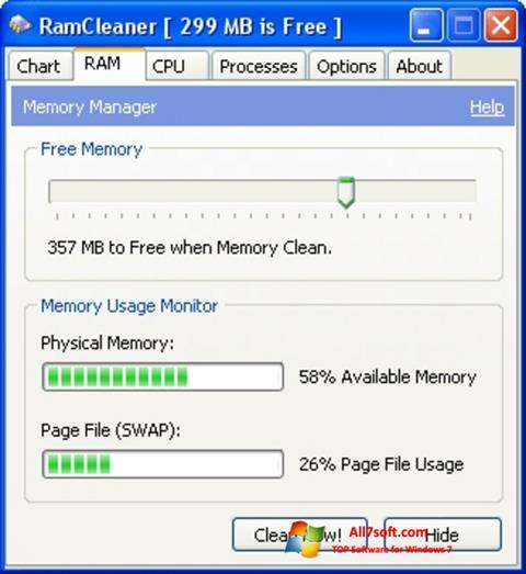 Ekraanipilt RamCleaner Windows 7