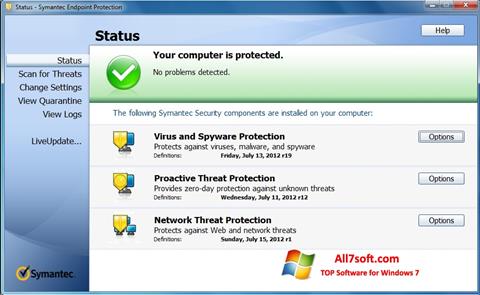 Ekraanipilt Symantec Endpoint Protection Windows 7