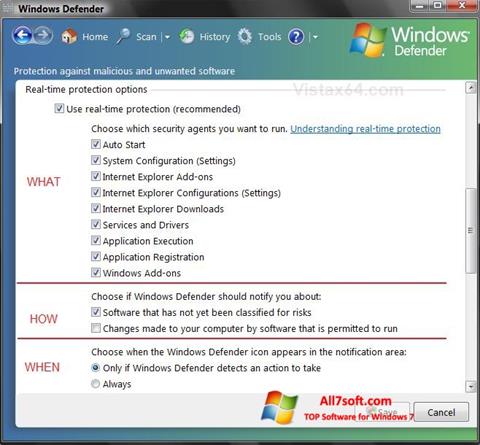 Ekraanipilt Windows Defender Windows 7