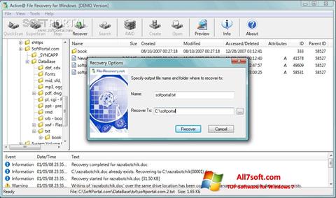 Ekraanipilt Active File Recovery Windows 7