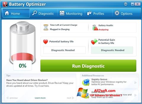 Ekraanipilt Battery Optimizer Windows 7