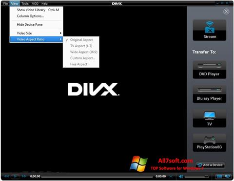 Ekraanipilt DivX Player Windows 7