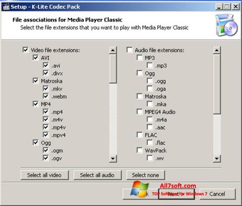Ekraanipilt K-Lite Codec Pack Windows 7