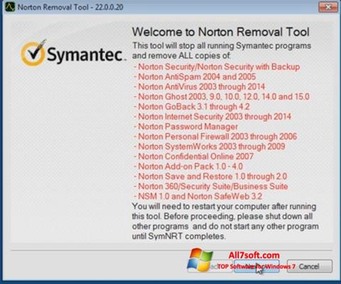 Ekraanipilt Norton Removal Tool Windows 7