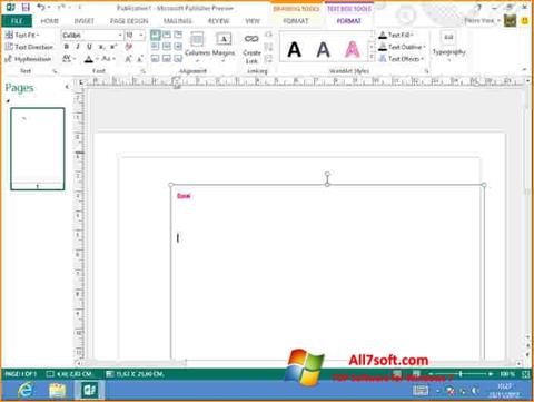 Ekraanipilt Microsoft Publisher Windows 7