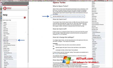 Ekraanipilt Opera Turbo Windows 7