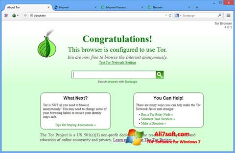 Ekraanipilt Tor Windows 7