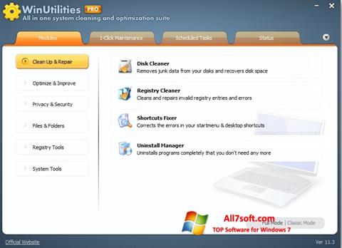 Ekraanipilt WinUtilities Memory Optimizer Windows 7