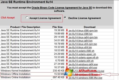 Ekraanipilt Java Runtime Environment Windows 7