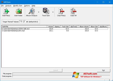 Ekraanipilt MP3Gain Windows 7