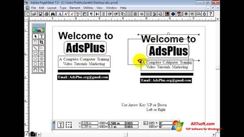 Ekraanipilt Adobe PageMaker Windows 7