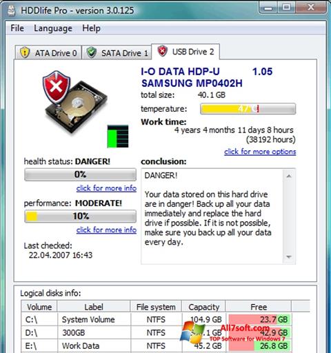 Ekraanipilt HDDlife Windows 7