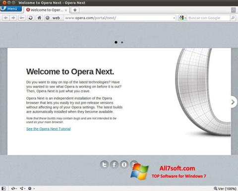 Ekraanipilt Opera Developer Windows 7
