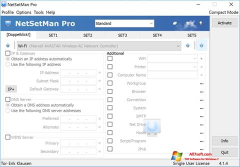 Ekraanipilt NetSetMan Windows 7