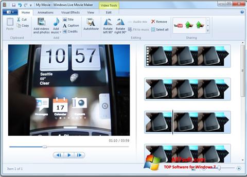 Ekraanipilt Windows Live Movie Maker Windows 7