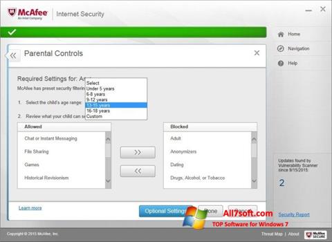 Ekraanipilt McAfee Internet Security Windows 7