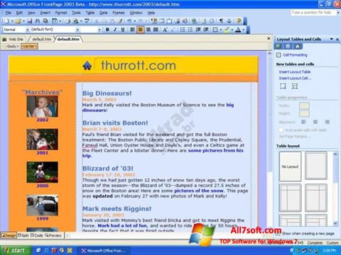 Ekraanipilt Microsoft FrontPage Windows 7