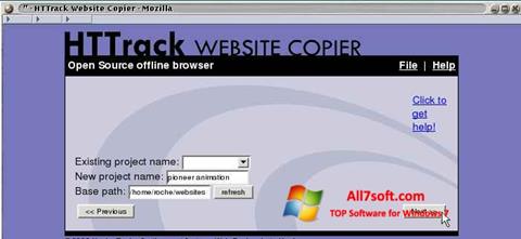 Ekraanipilt HTTrack Website Copier Windows 7