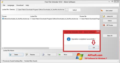 Ekraanipilt Free File Unlocker Windows 7