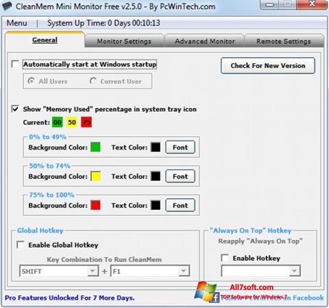 Ekraanipilt CleanMem Windows 7