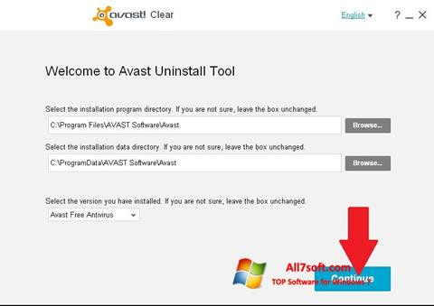 Ekraanipilt Avast Uninstall Utility Windows 7