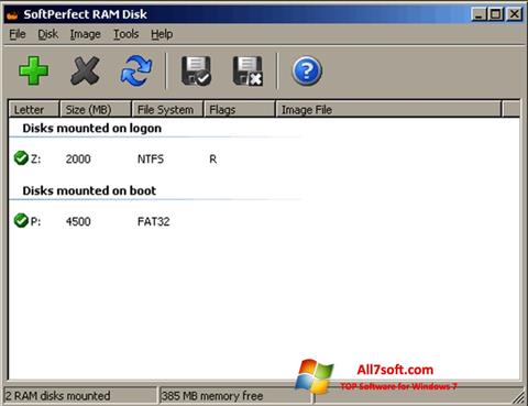 Ekraanipilt SoftPerfect RAM Disk Windows 7