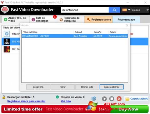 Ekraanipilt Fast Video Downloader Windows 7