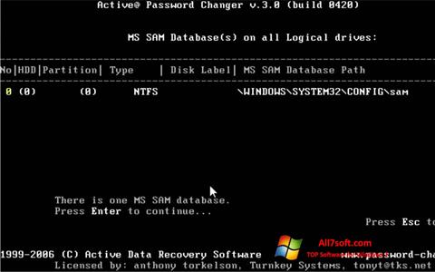 Ekraanipilt Active Password Changer Windows 7