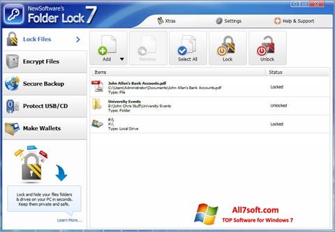 Ekraanipilt Folder Lock Windows 7
