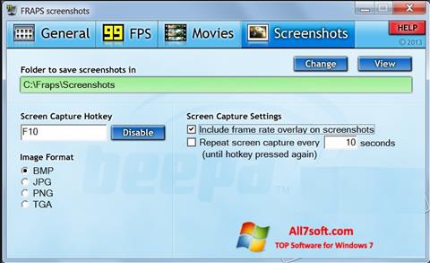 Ekraanipilt Fraps Windows 7