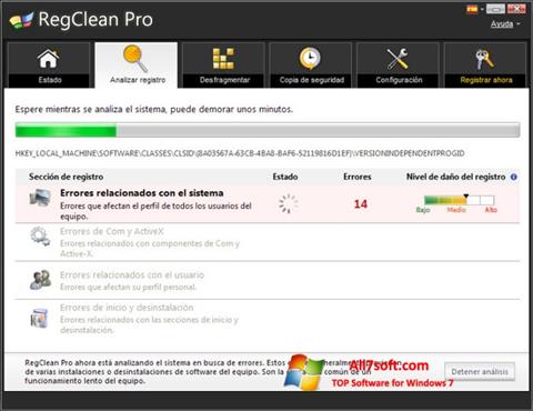 Ekraanipilt RegClean Pro Windows 7