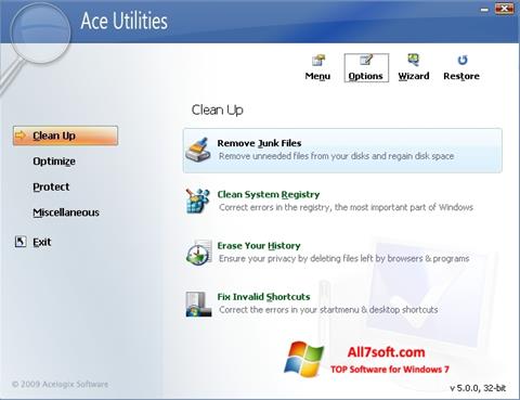 Ekraanipilt Ace Utilities Windows 7