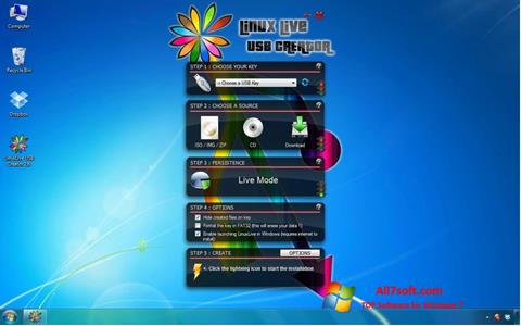 Ekraanipilt LinuxLive USB Creator Windows 7