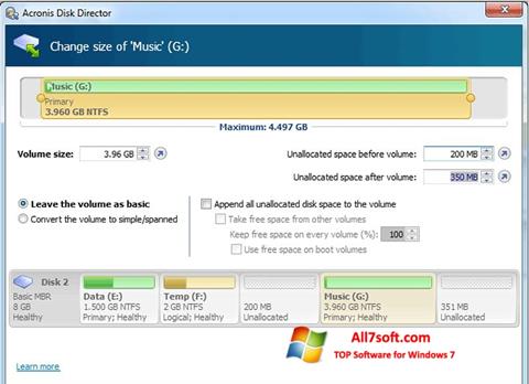 Ekraanipilt Acronis Disk Director Windows 7
