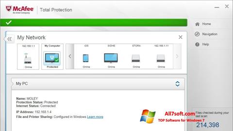 Ekraanipilt McAfee Total Protection Windows 7