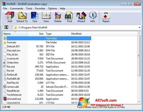 Ekraanipilt WinRAR Windows 7