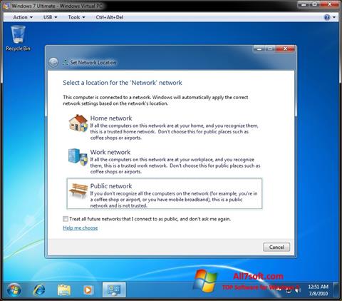 Ekraanipilt Windows Virtual PC Windows 7