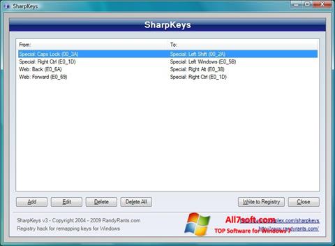 Ekraanipilt SharpKeys Windows 7