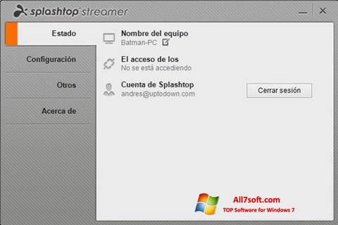 Ekraanipilt Splashtop Streamer Windows 7
