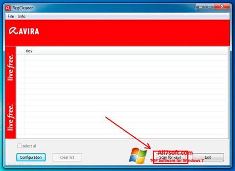 Ekraanipilt Avira Registry Cleaner Windows 7
