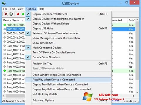 Ekraanipilt USBDeview Windows 7