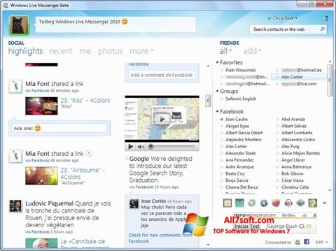 Ekraanipilt Windows Live Messenger Windows 7