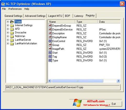 Ekraanipilt TCP Optimizer Windows 7