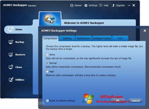 Ekraanipilt AOMEI Backupper Windows 7