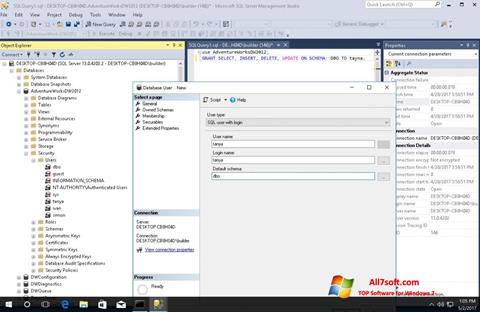 Ekraanipilt Microsoft SQL Server Windows 7