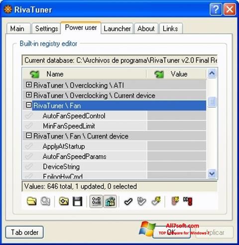 Ekraanipilt RivaTuner Windows 7